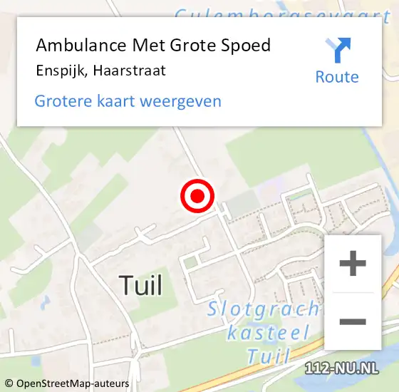 Locatie op kaart van de 112 melding: Ambulance Met Grote Spoed Naar Enspijk, Haarstraat op 9 mei 2022 19:57