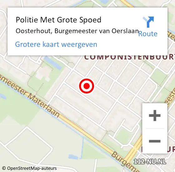 Locatie op kaart van de 112 melding: Politie Met Grote Spoed Naar Oosterhout, Burgemeester van Oerslaan op 9 mei 2022 20:09