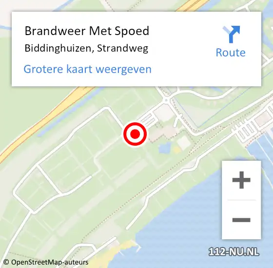 Locatie op kaart van de 112 melding: Brandweer Met Spoed Naar Biddinghuizen, Strandweg op 9 mei 2022 20:28