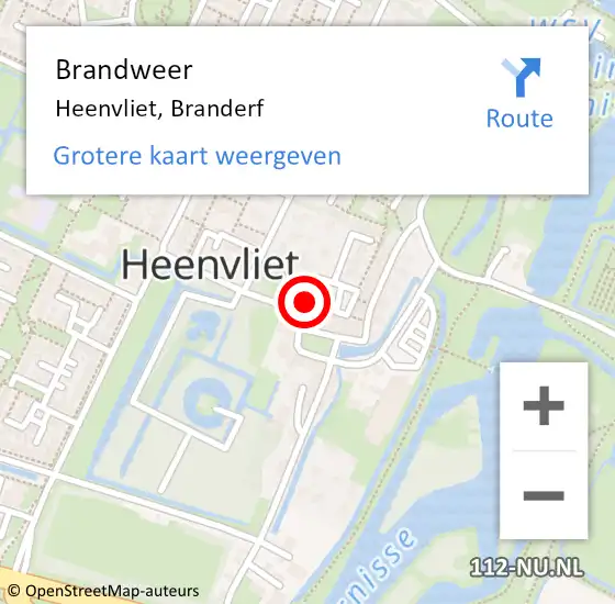 Locatie op kaart van de 112 melding: Brandweer Heenvliet, Branderf op 9 mei 2022 20:29