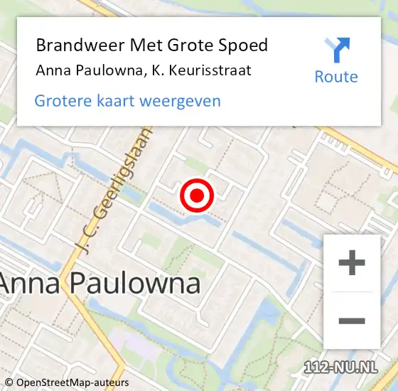 Locatie op kaart van de 112 melding: Brandweer Met Grote Spoed Naar Anna Paulowna, K. Keurisstraat op 9 mei 2022 20:31