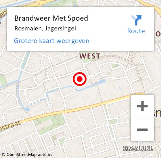 Locatie op kaart van de 112 melding: Brandweer Met Spoed Naar Rosmalen, Jagersingel op 9 mei 2022 20:35