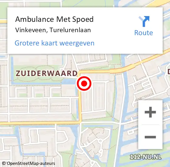 Locatie op kaart van de 112 melding: Ambulance Met Spoed Naar Vinkeveen, Turelurenlaan op 9 mei 2022 20:36