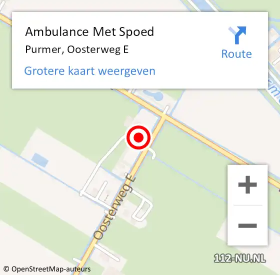 Locatie op kaart van de 112 melding: Ambulance Met Spoed Naar Purmer, Oosterweg E op 9 mei 2022 20:46