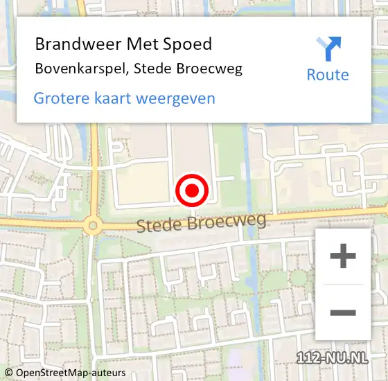 Locatie op kaart van de 112 melding: Brandweer Met Spoed Naar Bovenkarspel, Stede Broecweg op 9 mei 2022 20:47