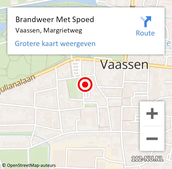 Locatie op kaart van de 112 melding: Brandweer Met Spoed Naar Vaassen, Margrietweg op 9 mei 2022 20:48