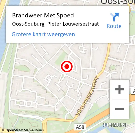 Locatie op kaart van de 112 melding: Brandweer Met Spoed Naar Oost-Souburg, Pieter Louwersestraat op 9 mei 2022 21:14