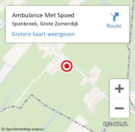 Locatie op kaart van de 112 melding: Ambulance Met Spoed Naar Spanbroek, Grote Zomerdijk op 9 mei 2022 21:21