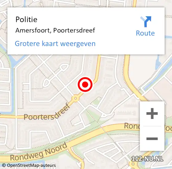 Locatie op kaart van de 112 melding: Politie Amersfoort, Poortersdreef op 9 mei 2022 21:25