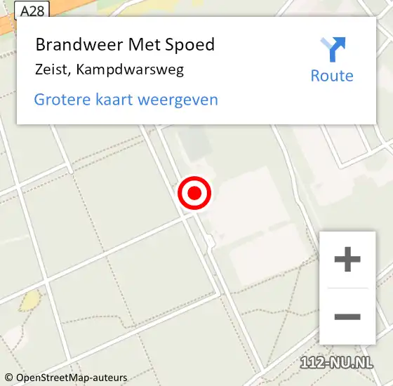 Locatie op kaart van de 112 melding: Brandweer Met Spoed Naar Zeist, Kampdwarsweg op 9 mei 2022 21:31