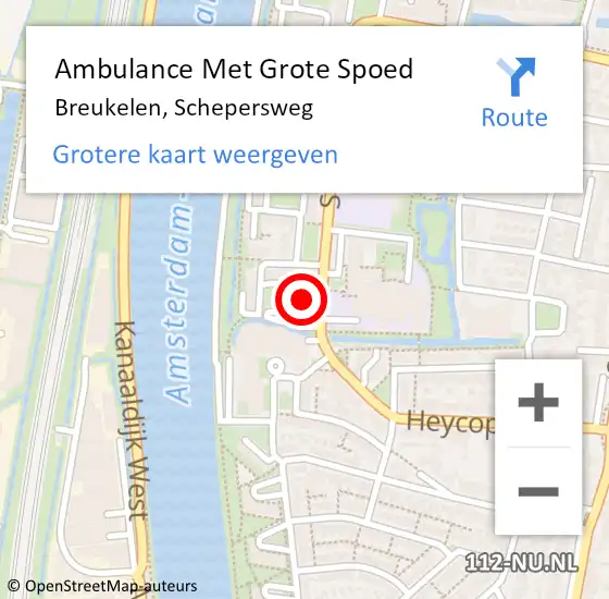 Locatie op kaart van de 112 melding: Ambulance Met Grote Spoed Naar Breukelen, Schepersweg op 9 mei 2022 21:32