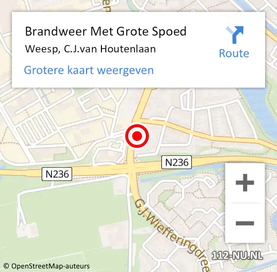 Locatie op kaart van de 112 melding: Brandweer Met Grote Spoed Naar Weesp, C.J.van Houtenlaan op 9 mei 2022 21:42