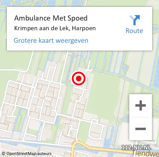 Locatie op kaart van de 112 melding: Ambulance Met Spoed Naar Krimpen aan de Lek, Harpoen op 9 mei 2022 21:52