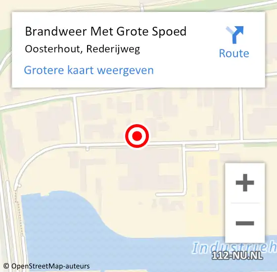 Locatie op kaart van de 112 melding: Brandweer Met Grote Spoed Naar Oosterhout, Rederijweg op 9 mei 2022 22:53