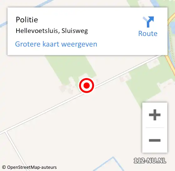 Locatie op kaart van de 112 melding: Politie Hellevoetsluis, Sluisweg op 9 mei 2022 23:05