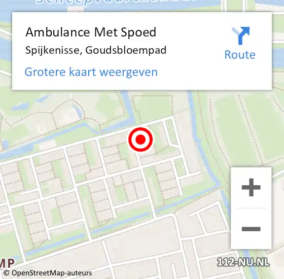 Locatie op kaart van de 112 melding: Ambulance Met Spoed Naar Spijkenisse, Goudsbloempad op 9 mei 2022 23:21