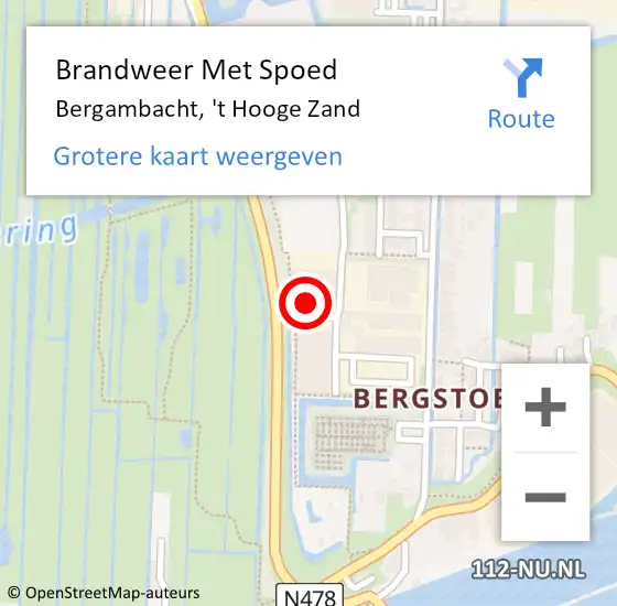 Locatie op kaart van de 112 melding: Brandweer Met Spoed Naar Bergambacht, 't Hooge Zand op 9 mei 2022 23:28