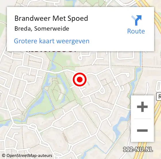 Locatie op kaart van de 112 melding: Brandweer Met Spoed Naar Breda, Somerweide op 10 mei 2022 00:12