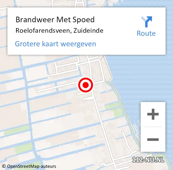 Locatie op kaart van de 112 melding: Brandweer Met Spoed Naar Roelofarendsveen, Zuideinde op 10 mei 2022 00:19