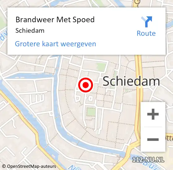 Locatie op kaart van de 112 melding: Brandweer Met Spoed Naar Schiedam op 10 mei 2022 00:26