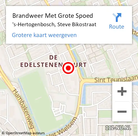 Locatie op kaart van de 112 melding: Brandweer Met Grote Spoed Naar 's-Hertogenbosch, Steve Bikostraat op 10 mei 2022 01:58