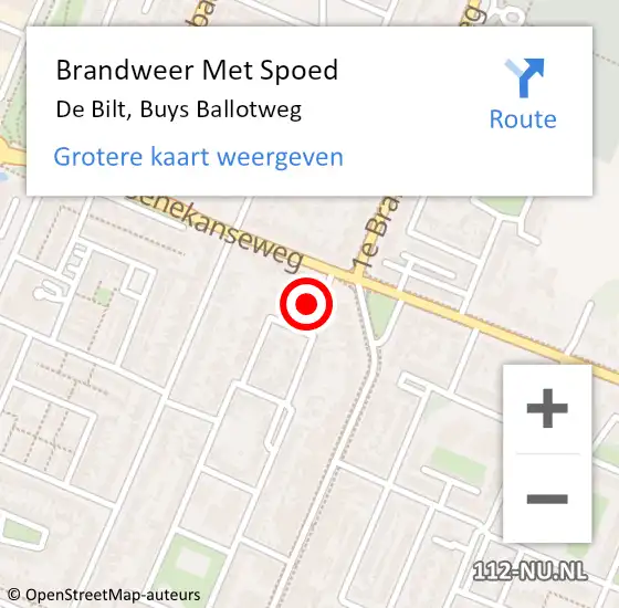 Locatie op kaart van de 112 melding: Brandweer Met Spoed Naar De Bilt, Buys Ballotweg op 10 mei 2022 02:01