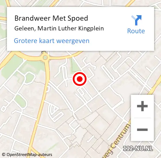 Locatie op kaart van de 112 melding: Brandweer Met Spoed Naar Geleen, Martin Luther Kingplein op 10 mei 2022 02:17