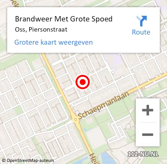 Locatie op kaart van de 112 melding: Brandweer Met Grote Spoed Naar Oss, Piersonstraat op 10 mei 2022 02:44