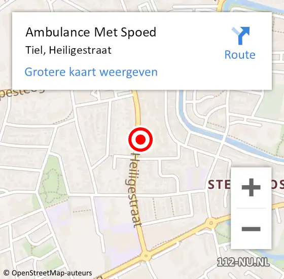 Locatie op kaart van de 112 melding: Ambulance Met Spoed Naar Tiel, Heiligestraat op 10 mei 2022 03:11