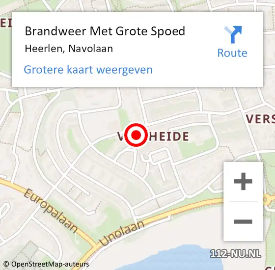 Locatie op kaart van de 112 melding: Brandweer Met Grote Spoed Naar Heerlen, Navolaan op 10 mei 2022 03:32