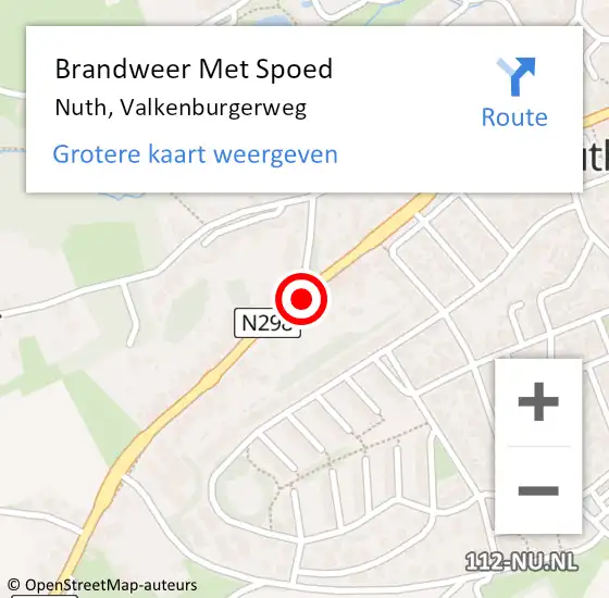 Locatie op kaart van de 112 melding: Brandweer Met Spoed Naar Nuth, Valkenburgerweg op 10 mei 2022 04:34