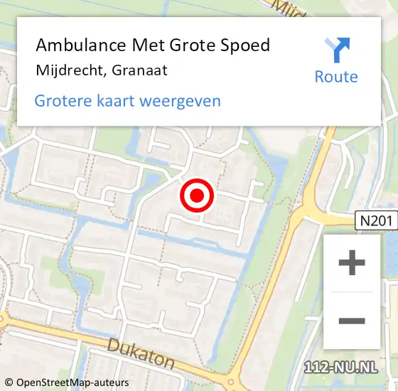 Locatie op kaart van de 112 melding: Ambulance Met Grote Spoed Naar Mijdrecht, Granaat op 10 mei 2022 05:13