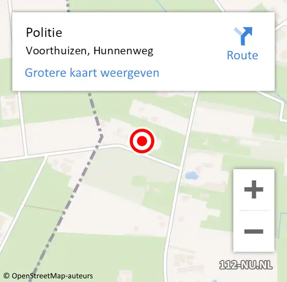 Locatie op kaart van de 112 melding: Politie Voorthuizen, Hunnenweg op 10 mei 2022 05:20