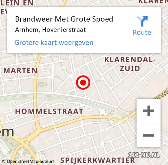 Locatie op kaart van de 112 melding: Brandweer Met Grote Spoed Naar Arnhem, Hovenierstraat op 10 mei 2022 06:09