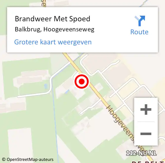 Locatie op kaart van de 112 melding: Brandweer Met Spoed Naar Balkbrug, Hoogeveenseweg op 10 mei 2022 06:39