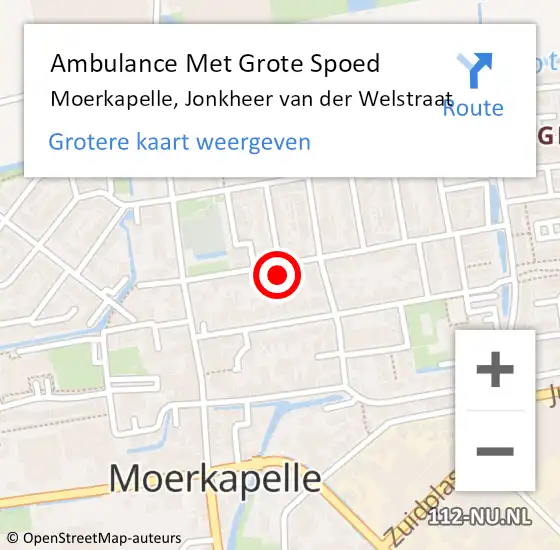 Locatie op kaart van de 112 melding: Ambulance Met Grote Spoed Naar Moerkapelle, Jonkheer van der Welstraat op 10 mei 2022 06:56