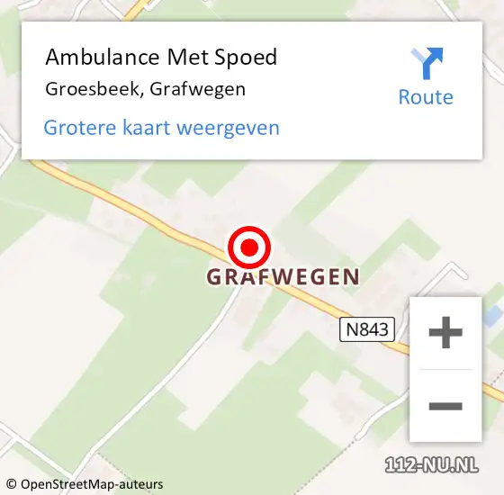 Locatie op kaart van de 112 melding: Ambulance Met Spoed Naar Groesbeek, Grafwegen op 10 mei 2022 07:13