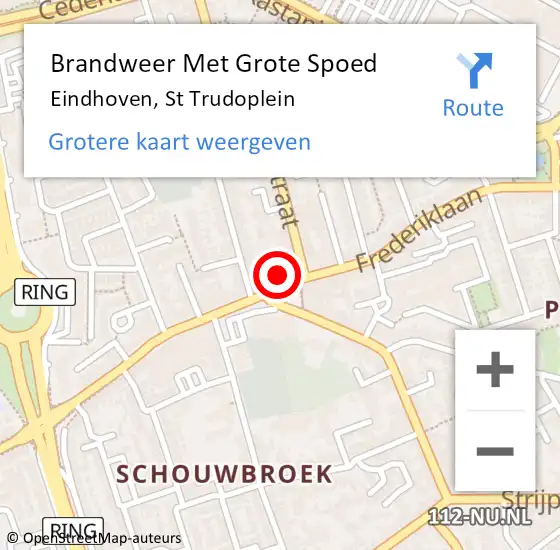 Locatie op kaart van de 112 melding: Brandweer Met Grote Spoed Naar Eindhoven, St Trudoplein op 10 mei 2022 07:15