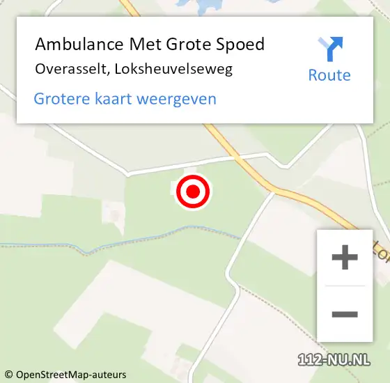 Locatie op kaart van de 112 melding: Ambulance Met Grote Spoed Naar Overasselt, Loksheuvelseweg op 10 mei 2022 07:22
