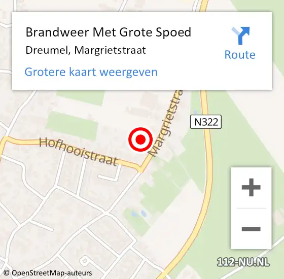 Locatie op kaart van de 112 melding: Brandweer Met Grote Spoed Naar Dreumel, Margrietstraat op 10 mei 2022 07:23