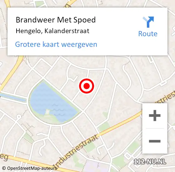 Locatie op kaart van de 112 melding: Brandweer Met Spoed Naar Hengelo, Kalanderstraat op 10 mei 2022 07:29