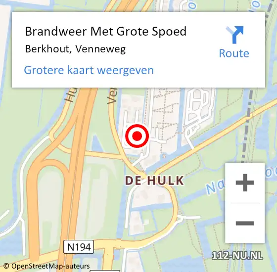 Locatie op kaart van de 112 melding: Brandweer Met Grote Spoed Naar Berkhout, Venneweg op 10 mei 2022 07:56