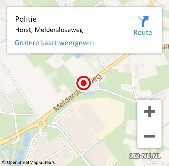 Locatie op kaart van de 112 melding: Politie Horst, Meldersloseweg op 10 mei 2022 07:56