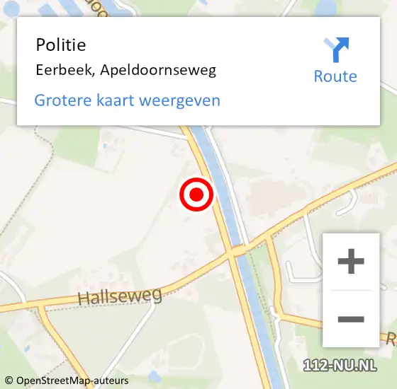 Locatie op kaart van de 112 melding: Politie Eerbeek, Apeldoornseweg op 10 mei 2022 07:58