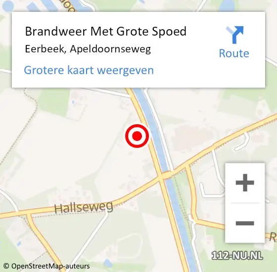 Locatie op kaart van de 112 melding: Brandweer Met Grote Spoed Naar Eerbeek, Apeldoornseweg op 10 mei 2022 07:59