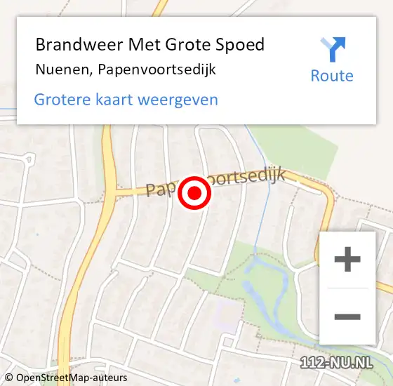 Locatie op kaart van de 112 melding: Brandweer Met Grote Spoed Naar Nuenen, Papenvoortsedijk op 10 mei 2022 08:24