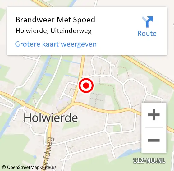 Locatie op kaart van de 112 melding: Brandweer Met Spoed Naar Holwierde, Uiteinderweg op 10 mei 2022 08:25