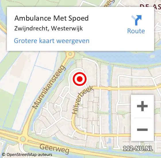 Locatie op kaart van de 112 melding: Ambulance Met Spoed Naar Zwijndrecht, Westerwijk op 10 mei 2022 08:26