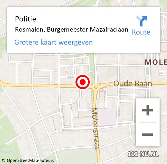 Locatie op kaart van de 112 melding: Politie Rosmalen, Burgemeester Mazairaclaan op 10 mei 2022 08:42