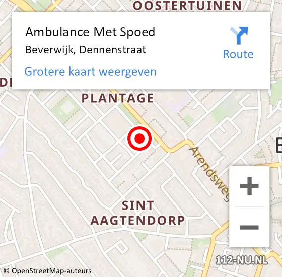 Locatie op kaart van de 112 melding: Ambulance Met Spoed Naar Beverwijk, Dennenstraat op 10 mei 2022 08:56